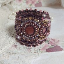 Romance bracelet cuff embroidered with vintage mahogany pearls and seed beads